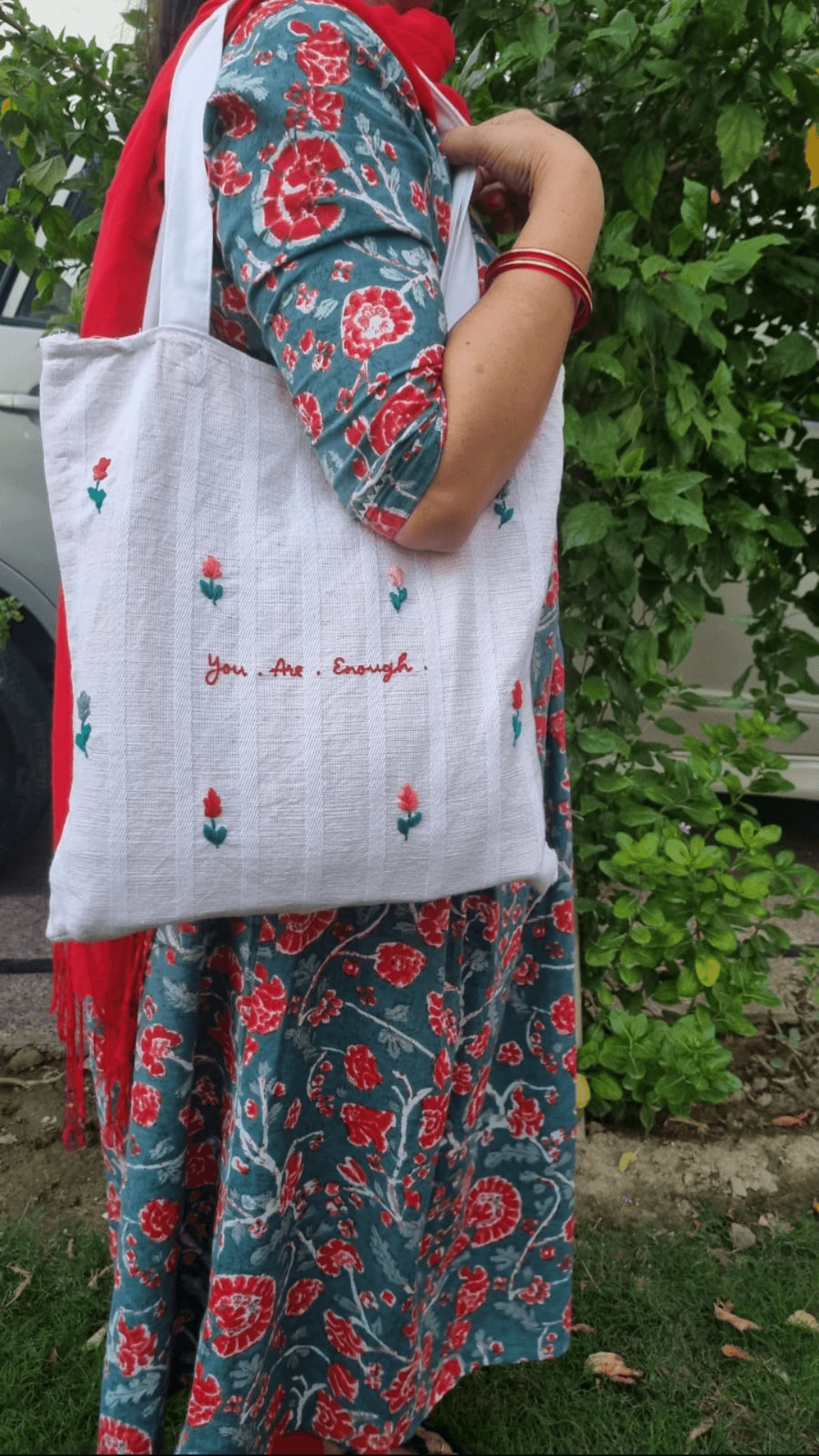 Hand Embroidered Tote Bag